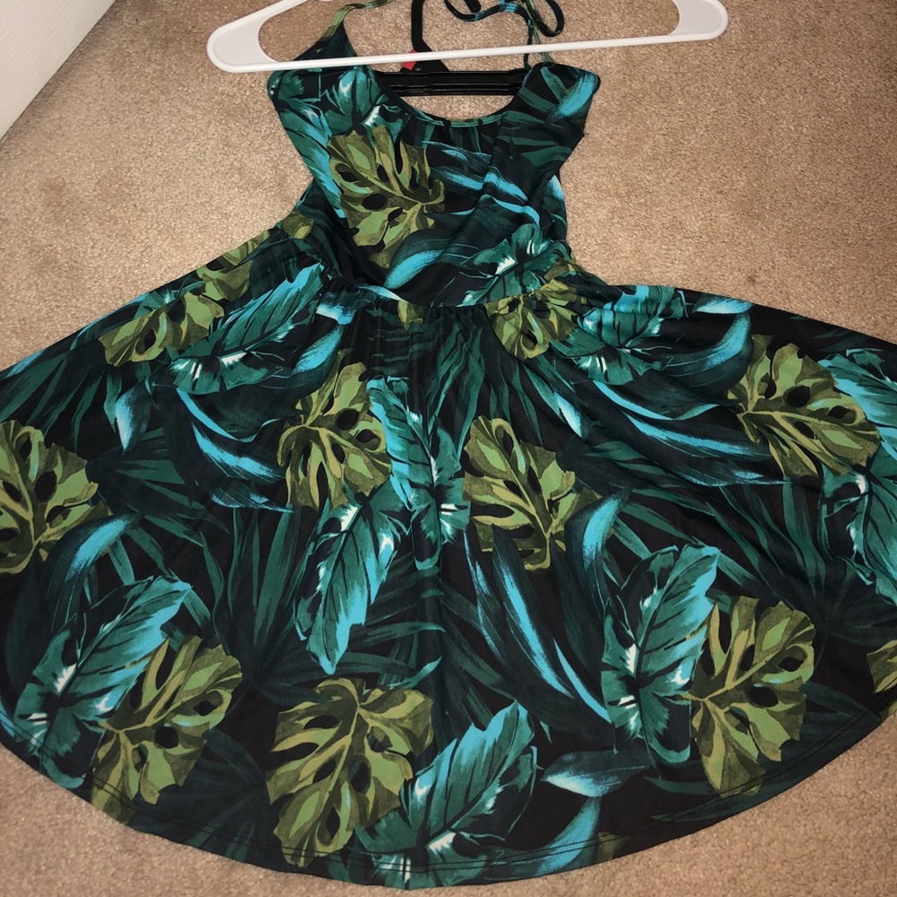 Tropical print skater dress
